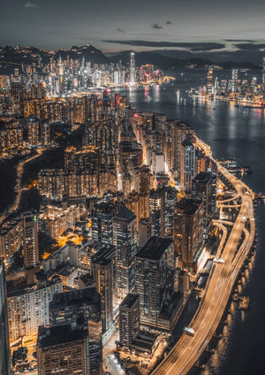 The Enless Trail of City Lights by John Huang - Print